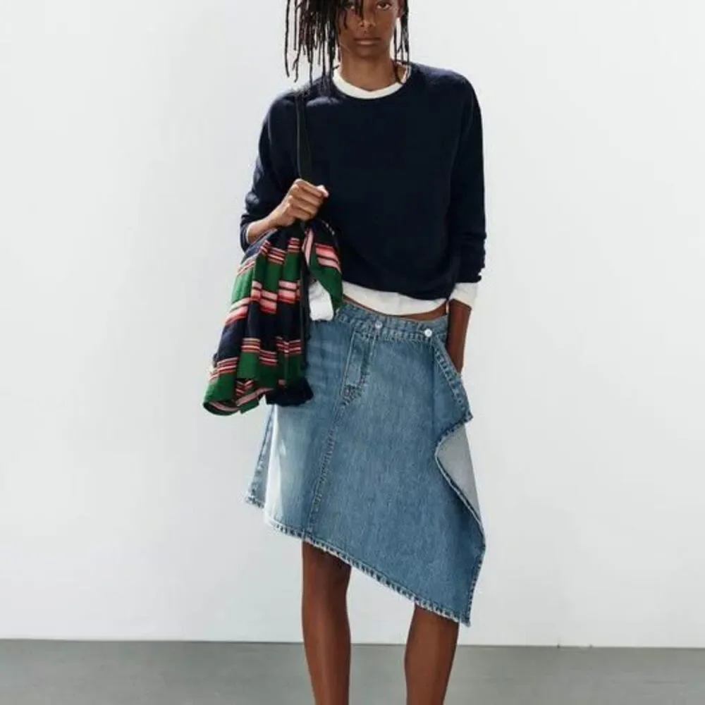 New-Zara Asymmetric Denim Skirt-small